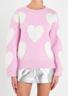 Pink Multi Heart Pearl Sweater
